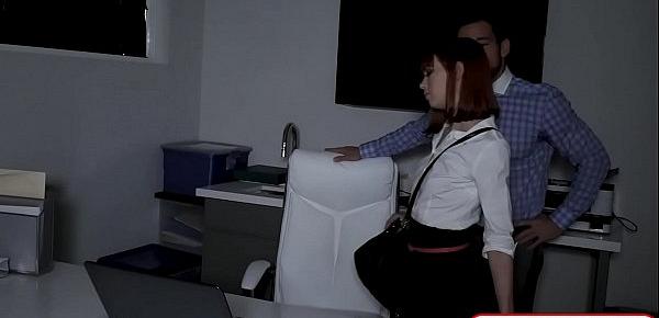  Teen employee redhead anal punish fucked by her boss
